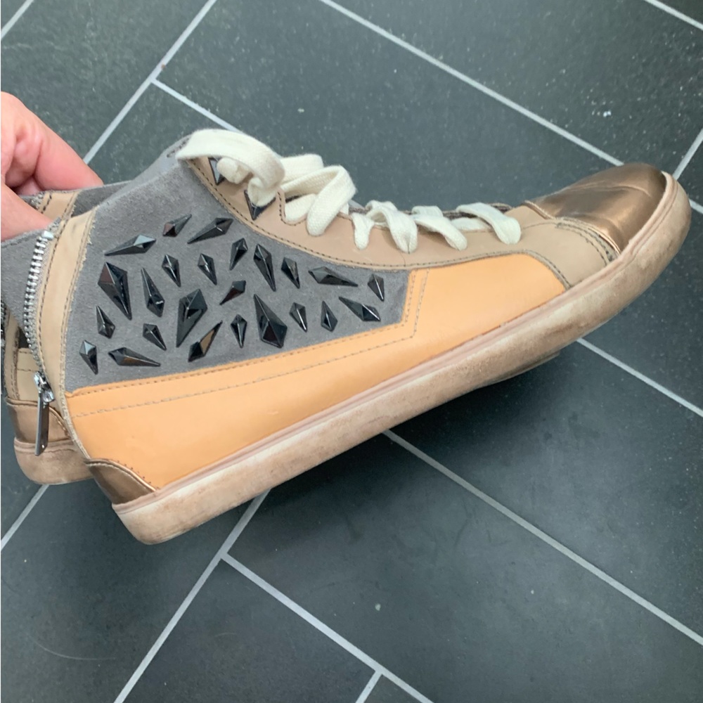 Sam Edelman Holden Leather Suede Studded High Top Sneakers Size 8